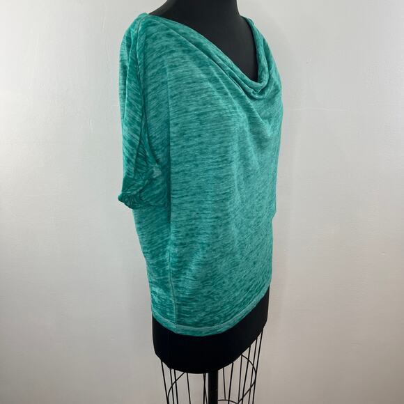 We The Free Astrid Flowy Oversized Cowl Neck Tee Top Palm Green Free People M - Picture 4 of 10